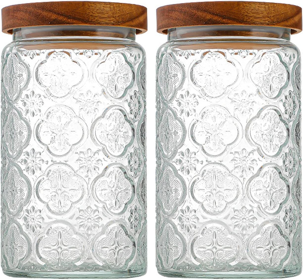 Food Storage Containers - 35oz/1000ml Glass Storage Jars with Nature