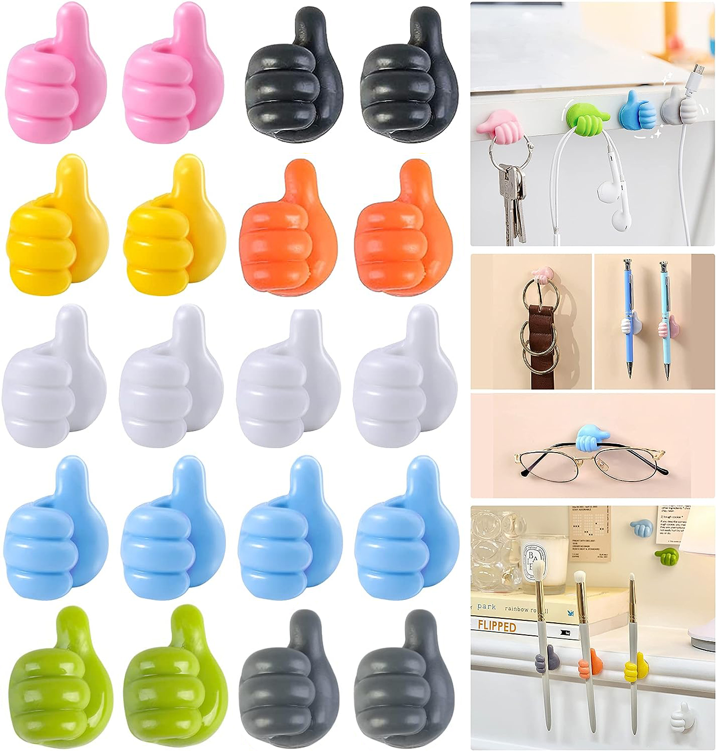 Kitchen Gadgets Holder - Silicone Thumb Wall Hook Cable Management