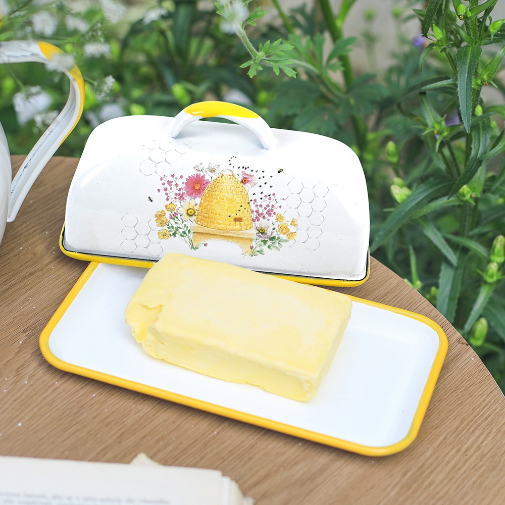 Kitchen Gadgets Best - Menschy Enamel Butter Dish Cheese Preservation