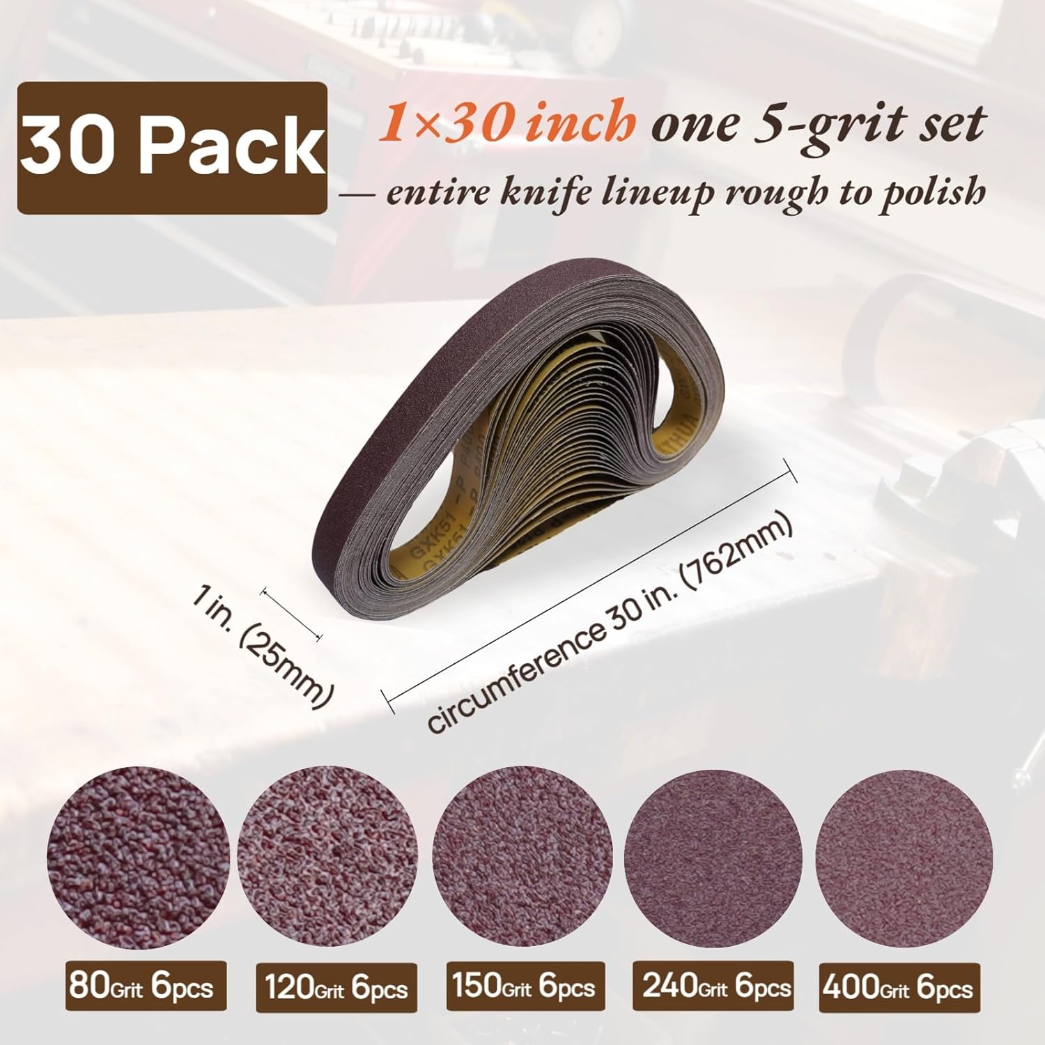 1x30 Sanding Belts 30 Pack 80- - Knife Sharpener のレビューと価格