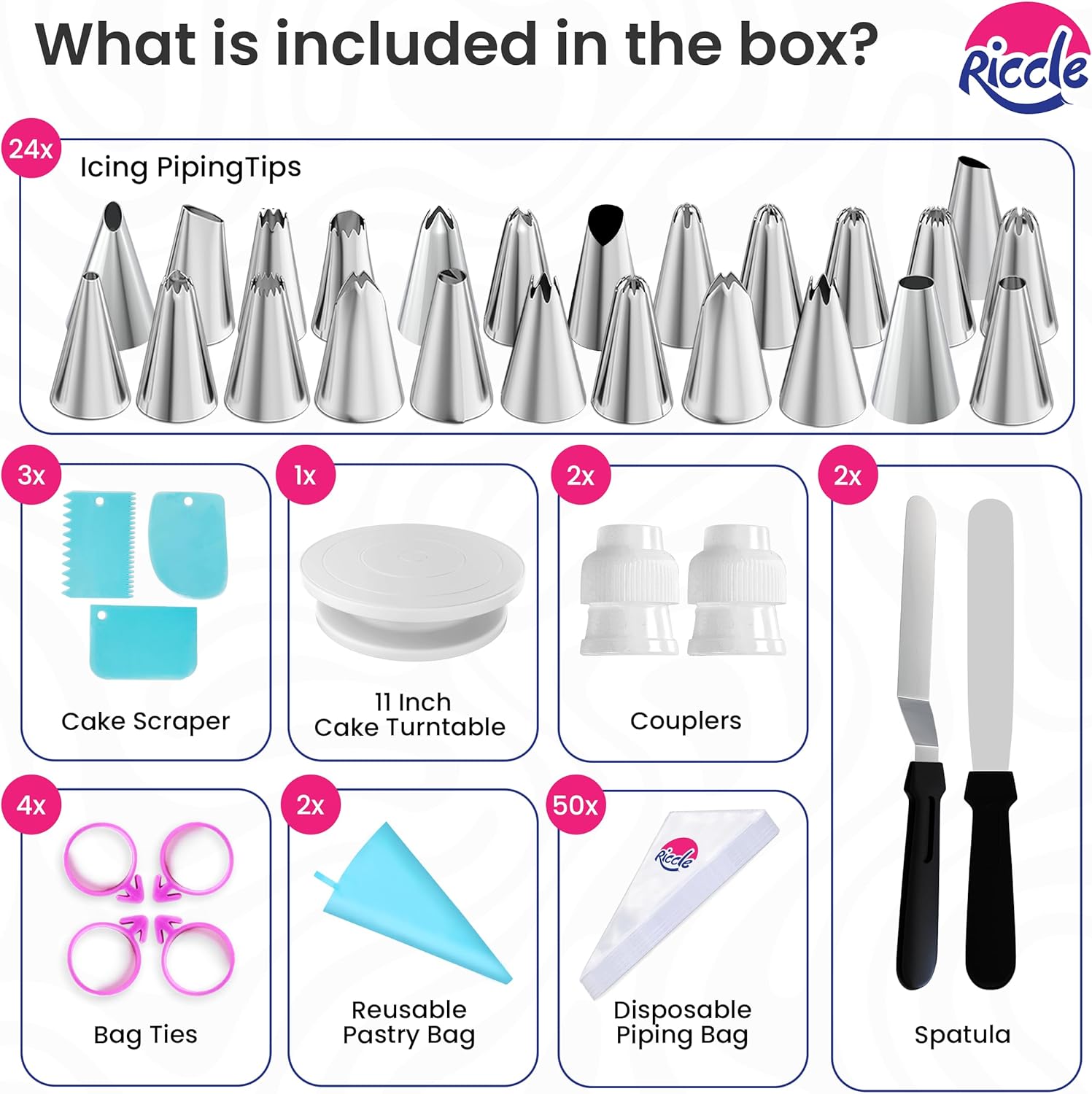 Riccle 88 pcs Cake Decorating  - Cake Decorating Turntable のレビューと価格