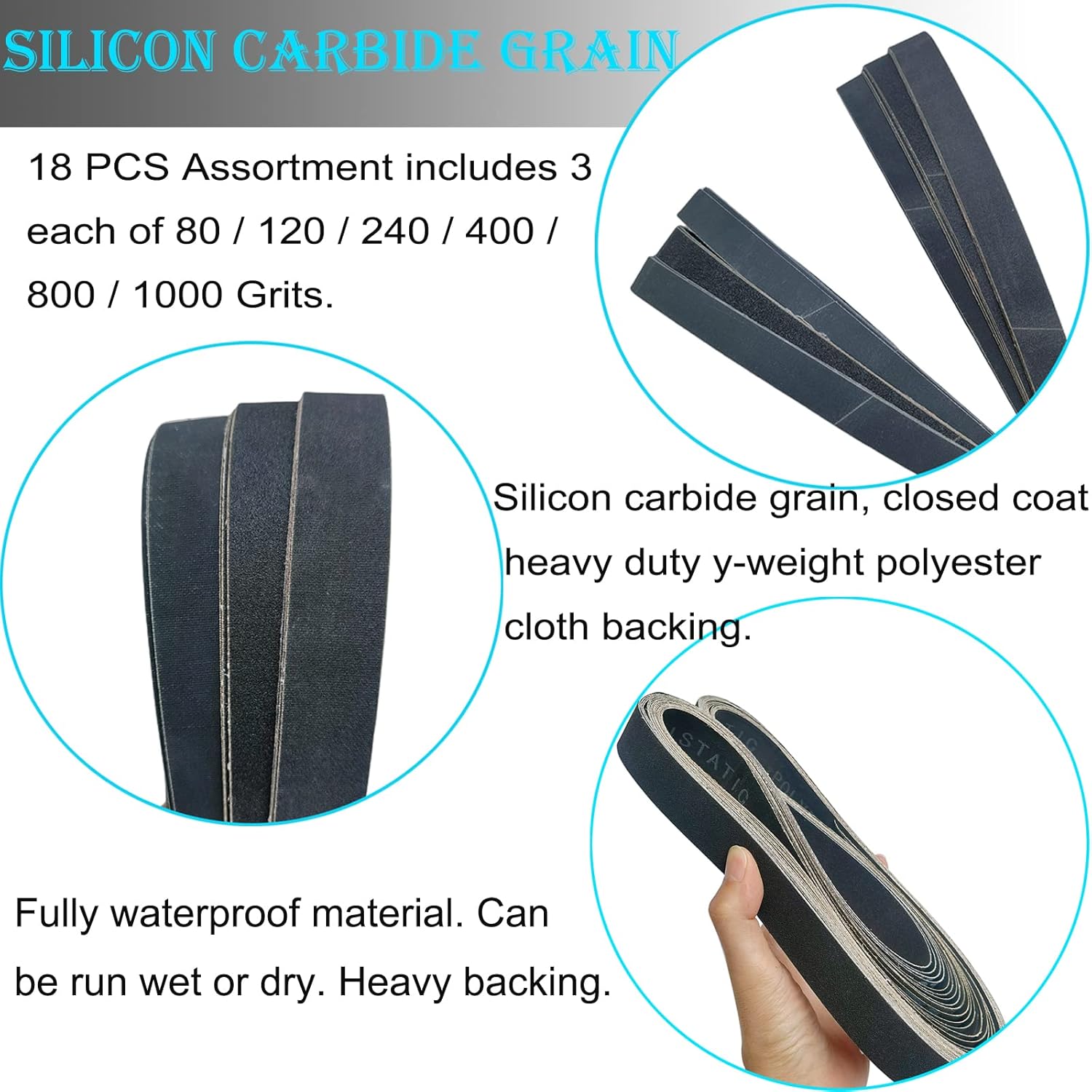 18 PCS 1x42 Inch Silicon Carbi - Knife Sharpener のレビューと価格