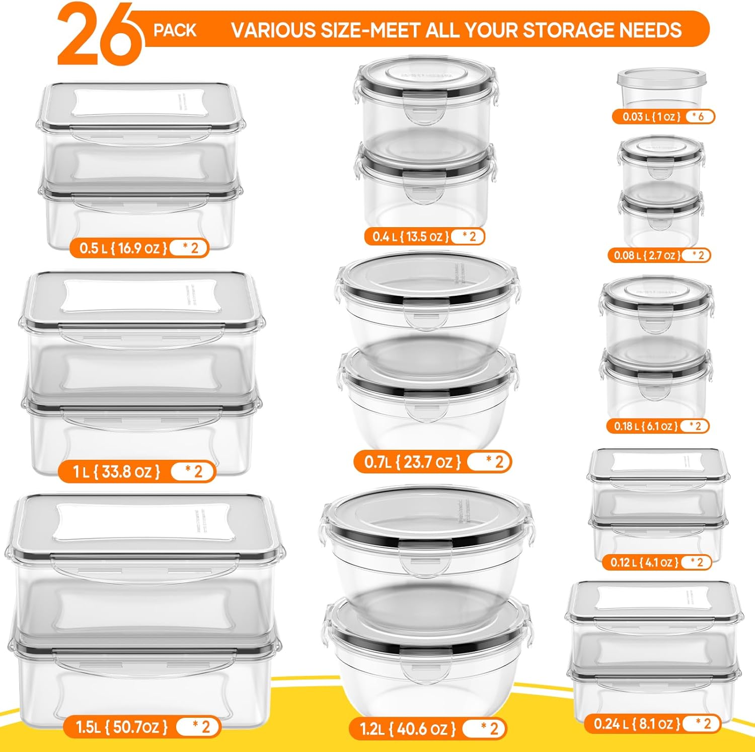 52 PCS Food Storage Containers - Food Storage Containers のレビューと価格