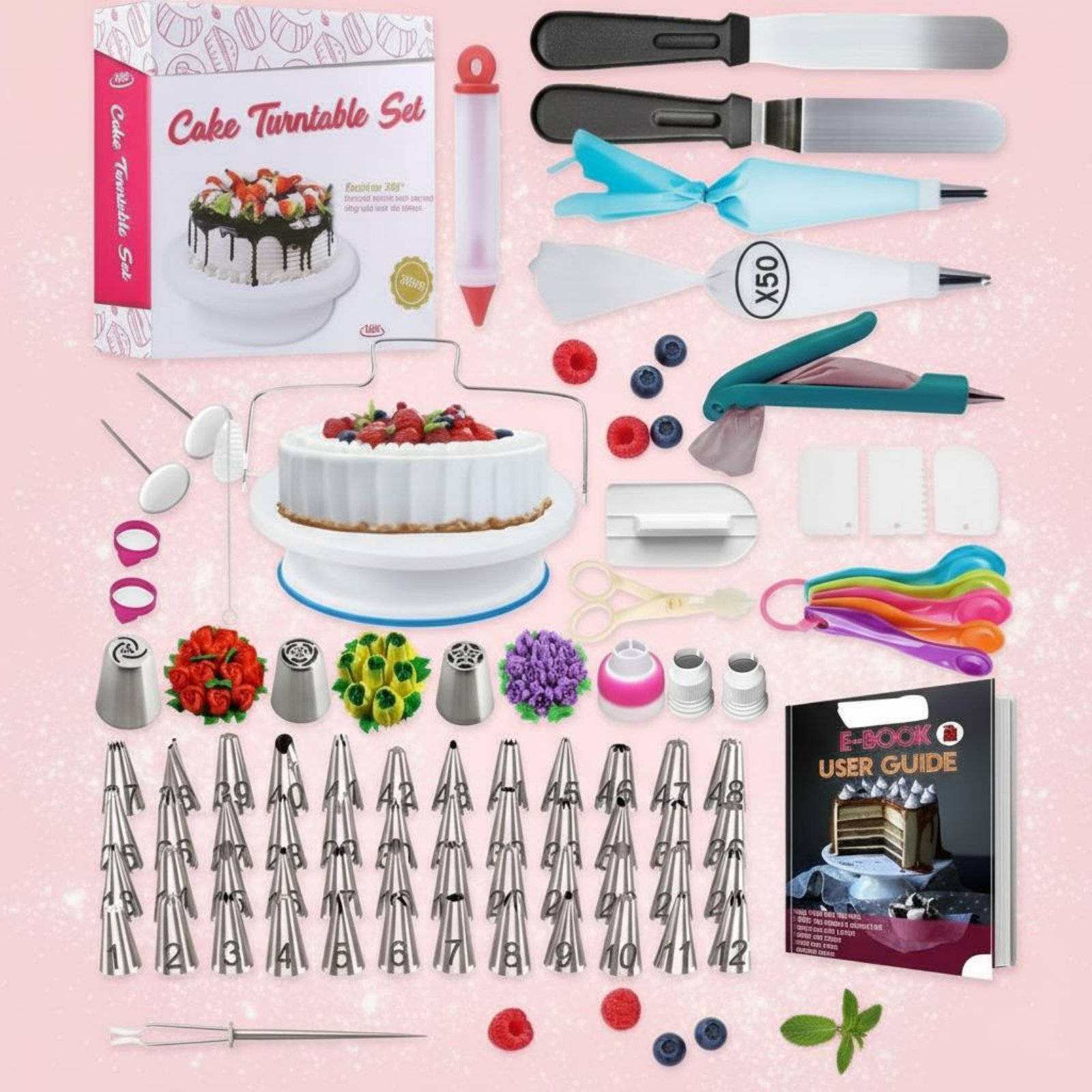 356 Pieces Cake Decorating Kit - Cake Decorating Turntable のレビューと価格