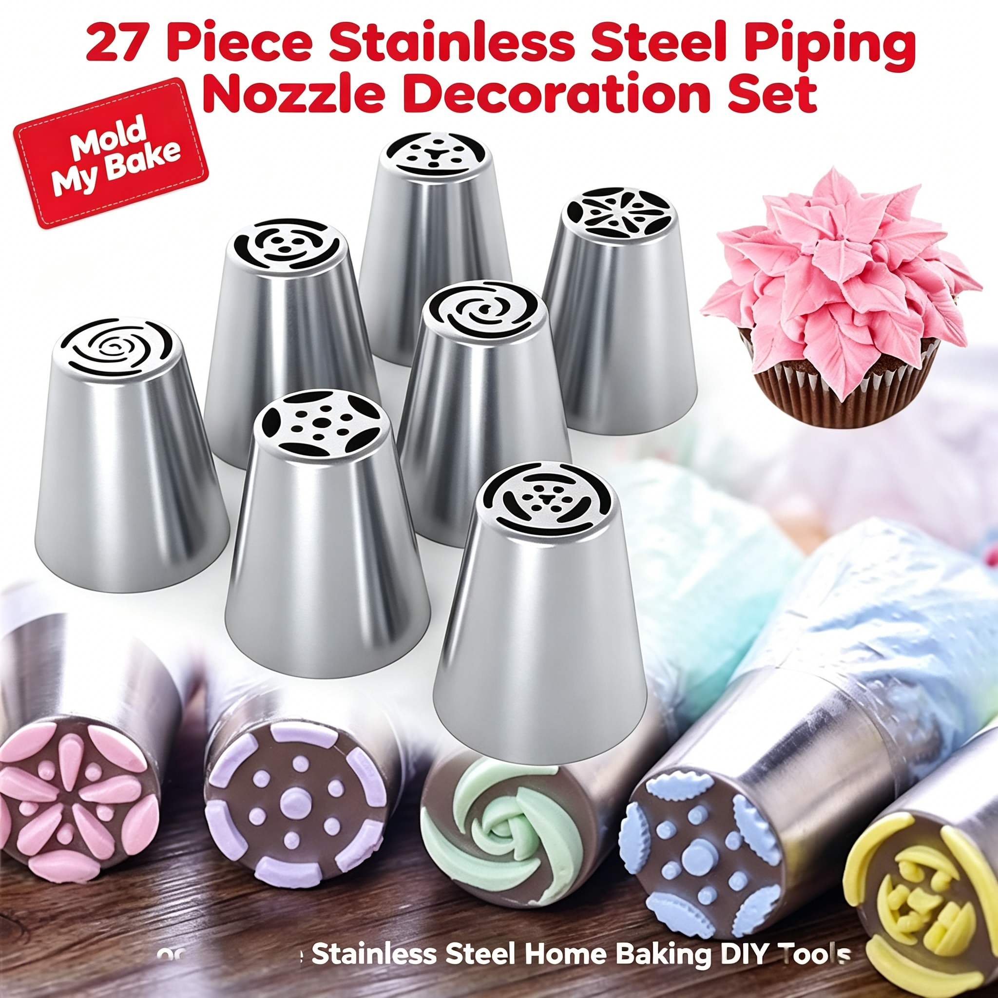 Icing Piping Nozzles, 27-Piece - Cake Decorating Turntable のレビューと価格